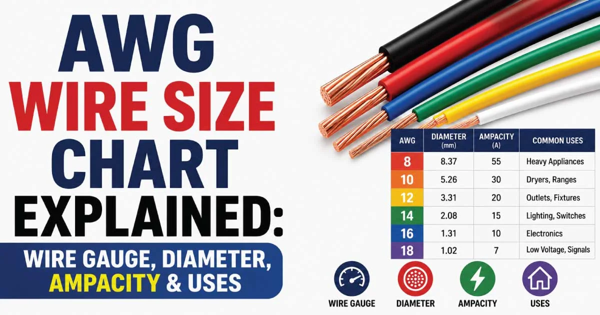 AWG Wire Size Chart Explained: Wire Gauge, Diameter, Ampacity & Uses