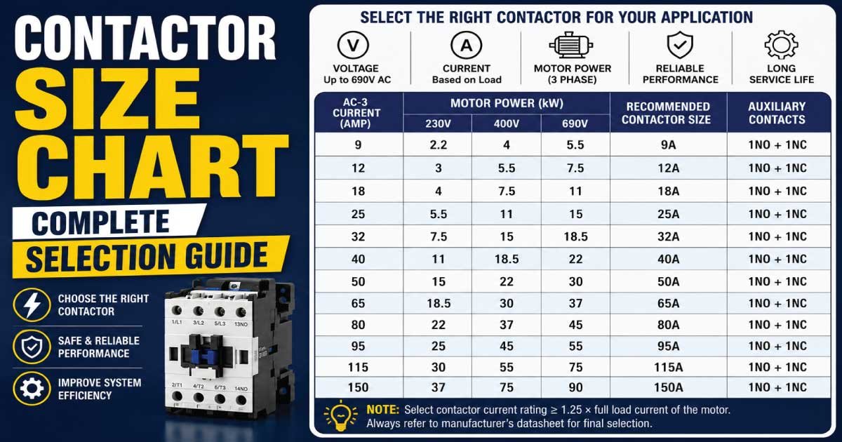 Contactor Size Chart