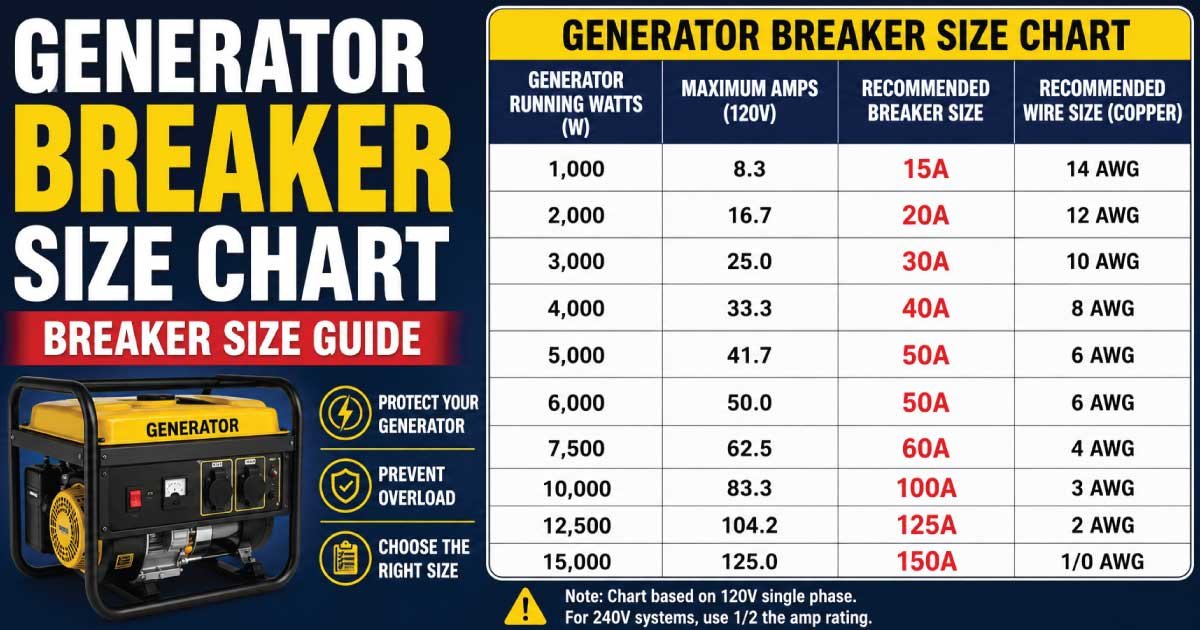 Generator Breaker Size Chart