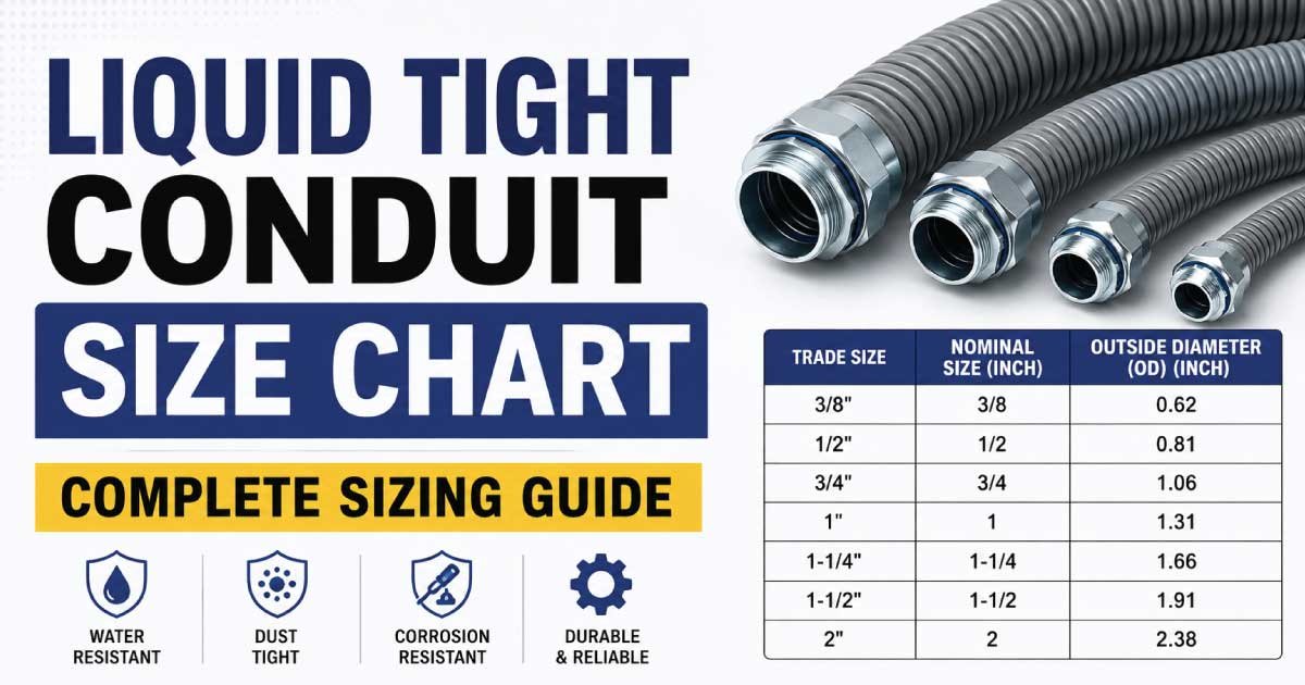 Liquid Tight Conduit Size Chart