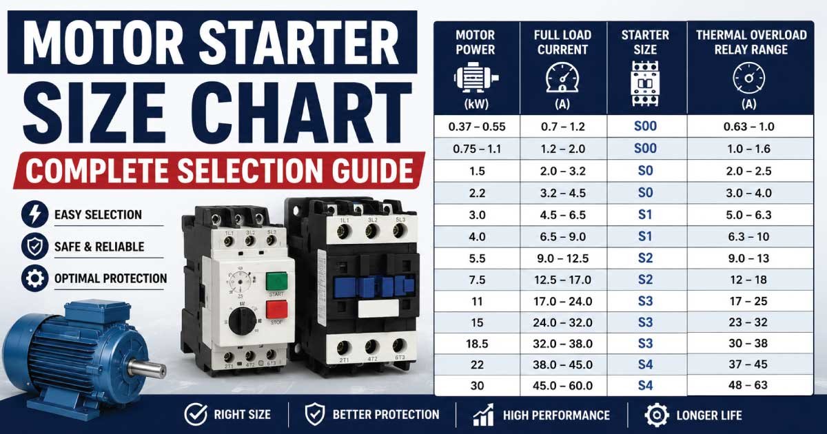 Motor Starter Size Chart