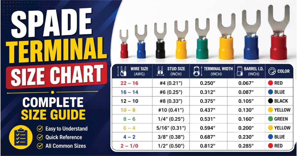 Spade Terminal Size Chart