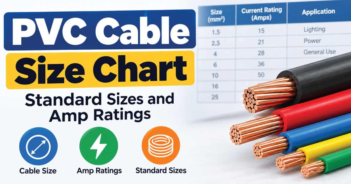 PVC Cable Size Chart