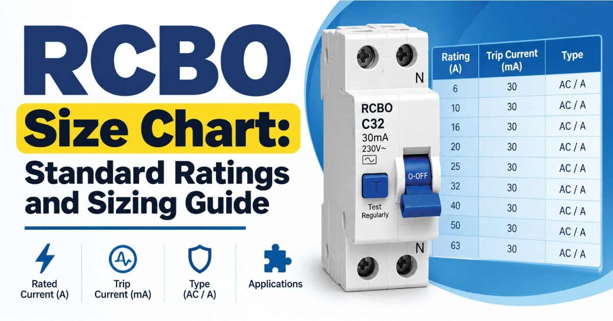 RCBO Size Chart